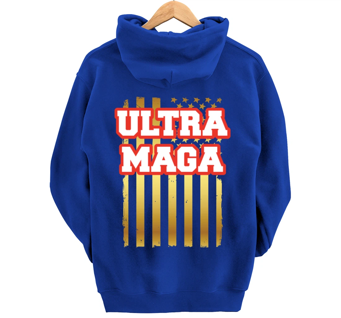 Patriotic Ultra Maga United States U.S. Flag President Trump Pullover Hoodie