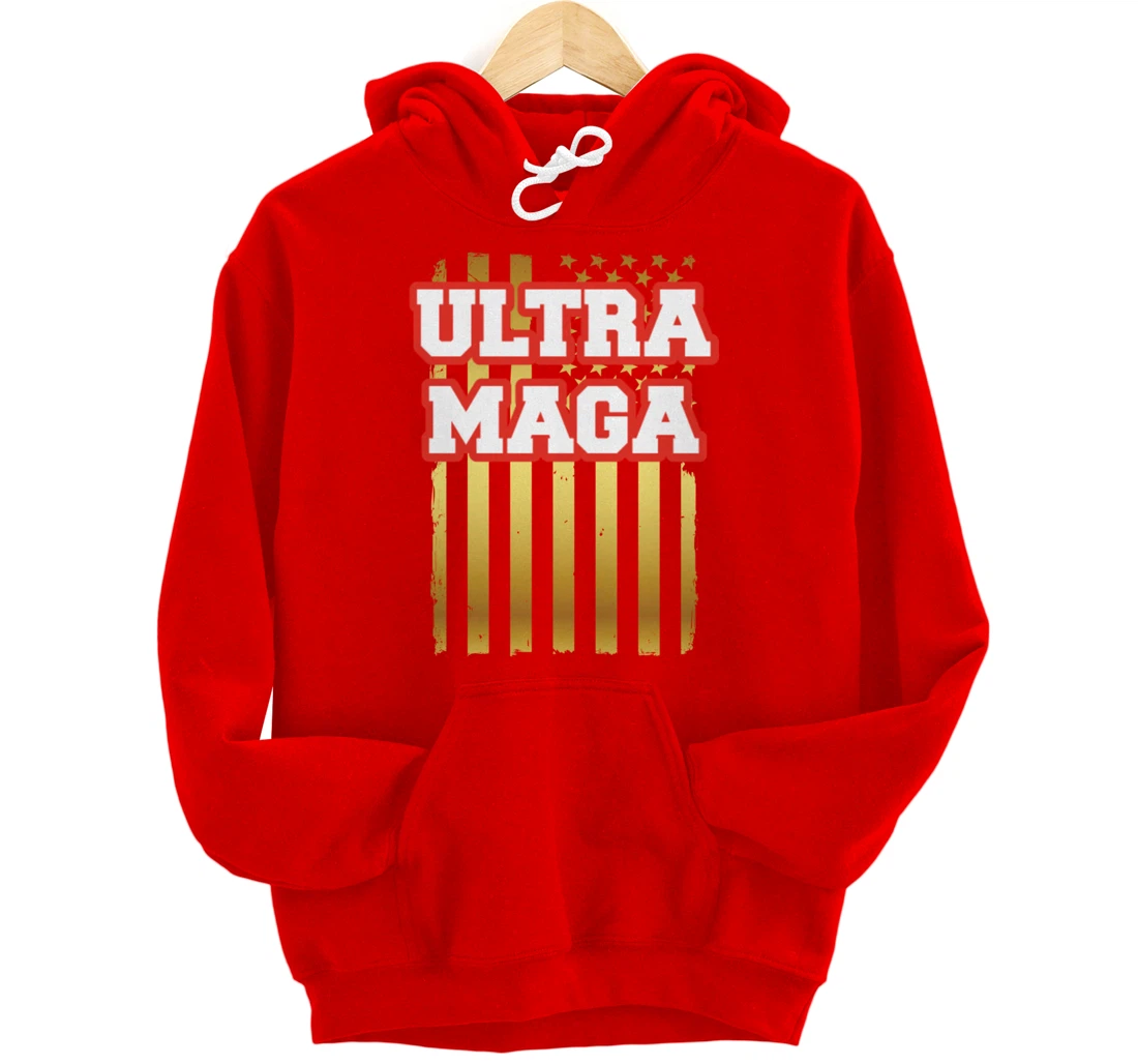 Patriotic Ultra Maga United States U.S. Flag President Trump Pullover Hoodie