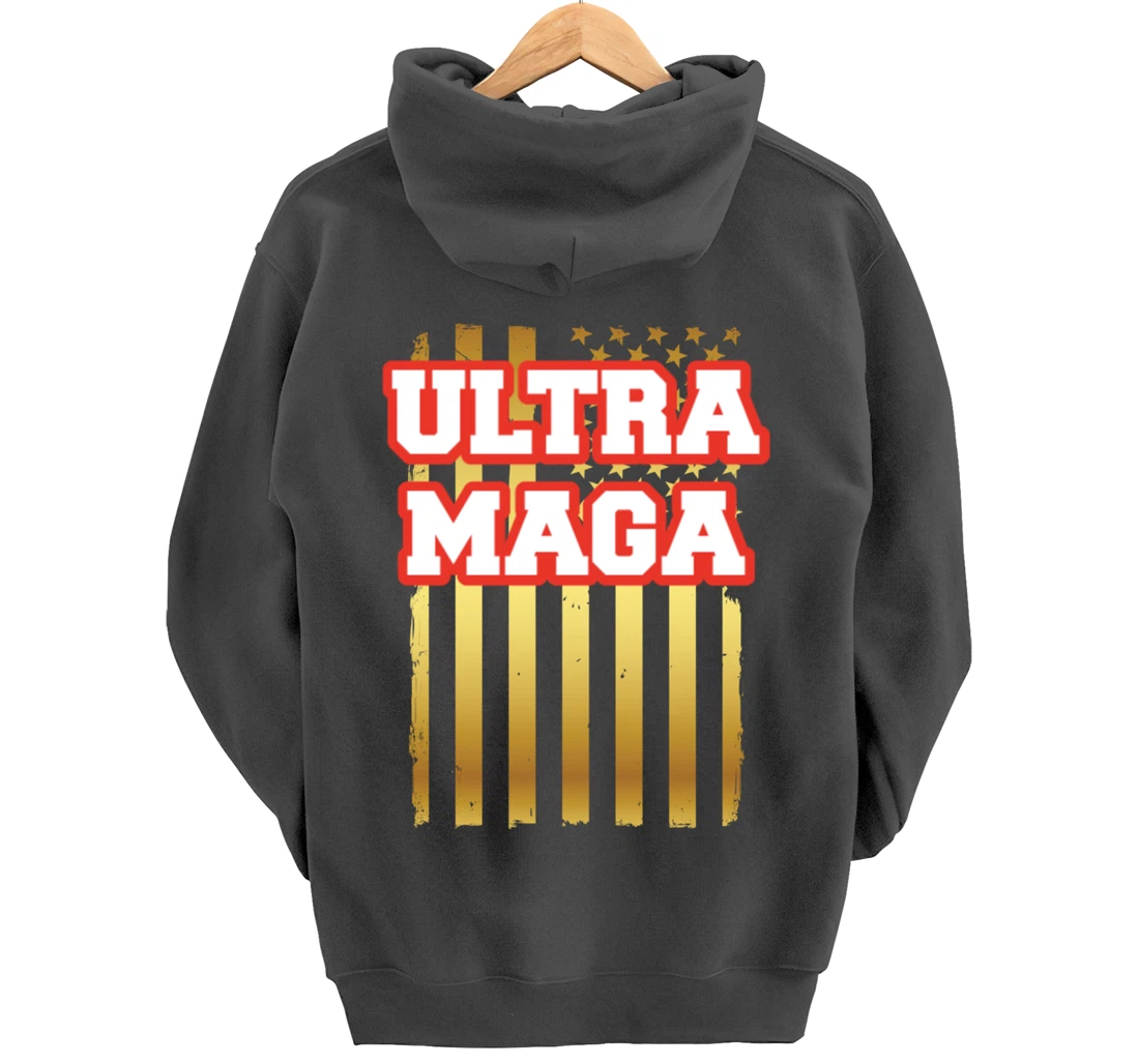 Patriotic Ultra Maga United States U.S. Flag President Trump Pullover Hoodie