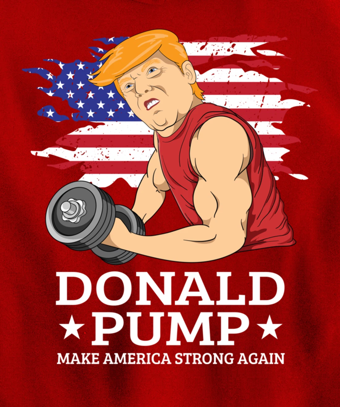 Donald Pump USA Flag Make America Strong Again Reelect Trump Pullover Hoodie