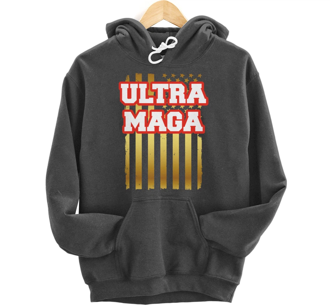 Patriotic Ultra Maga United States U.S. Flag President Trump Pullover Hoodie
