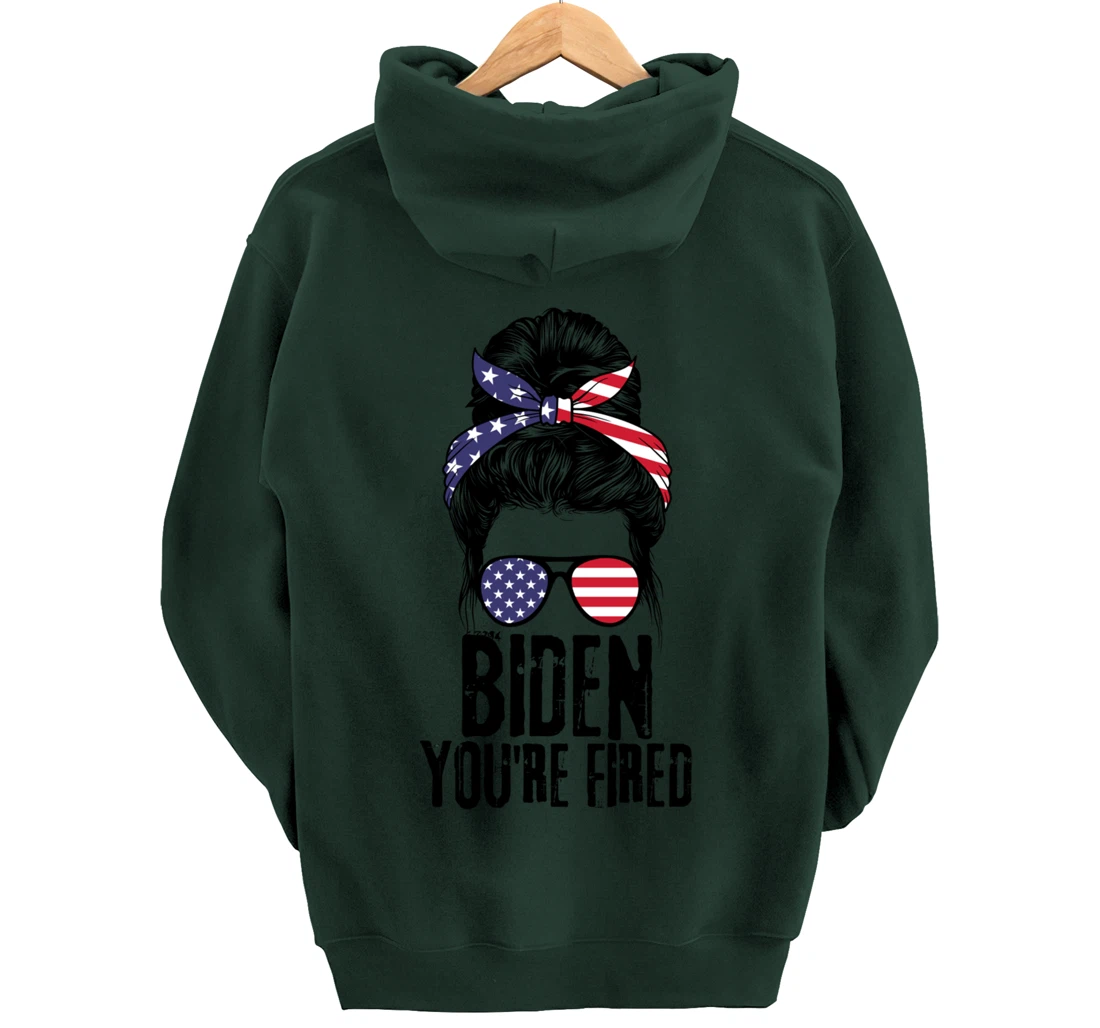 Messy Bun Biden You're Fired, Fire Biden Elect Trump 2024 Pullover Hoodie