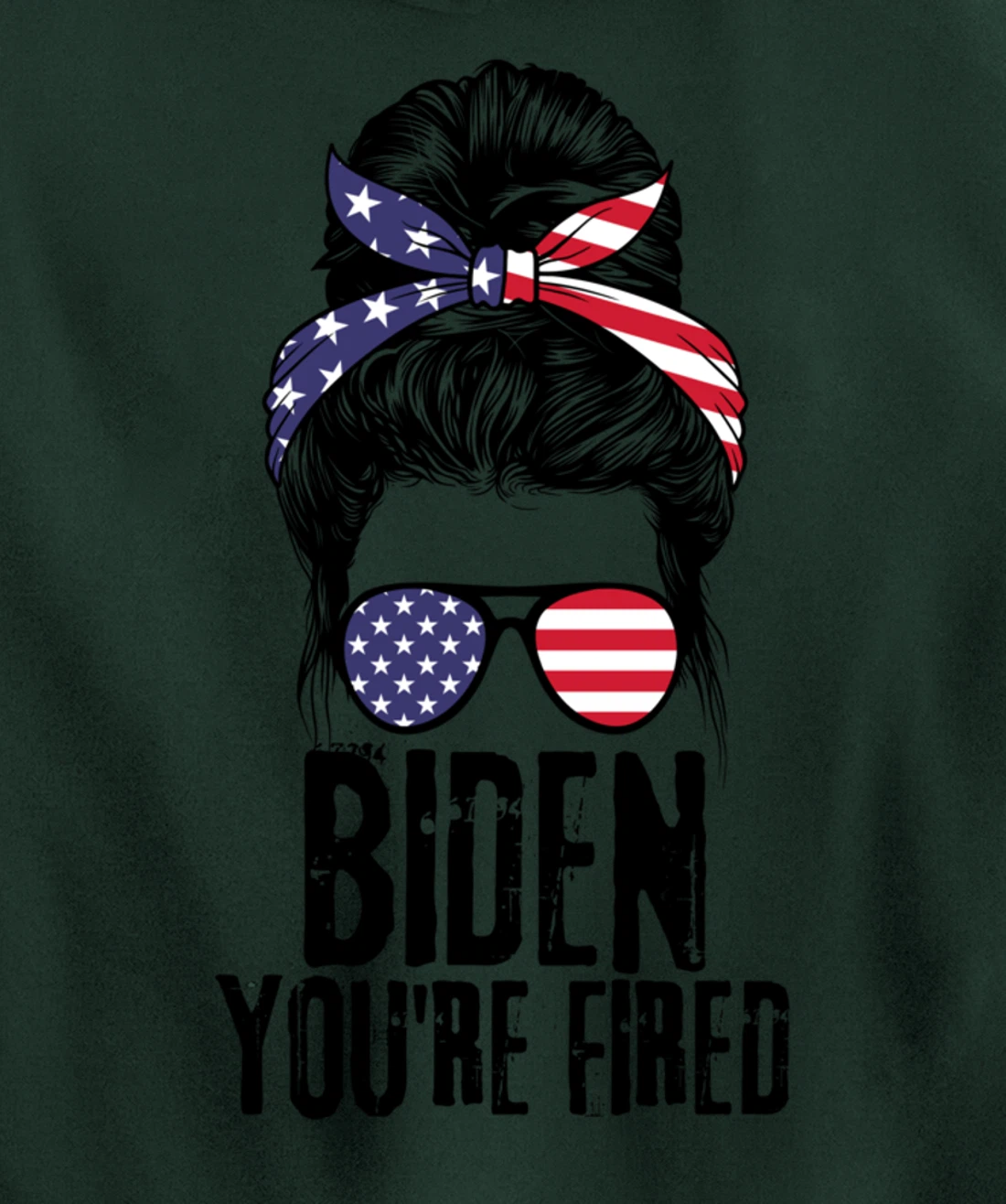 Messy Bun Biden You're Fired, Fire Biden Elect Trump 2024 Pullover Hoodie