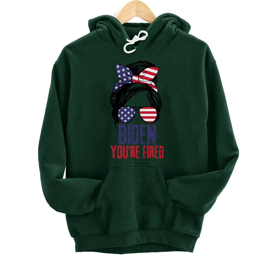 Messy Bun Biden You're Fired, Fire Biden Elect Trump 2024 Pullover Hoodie