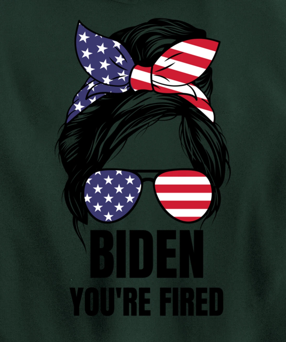 Messy Bun Biden You're Fired, Fire Biden Elect Trump 2024 Pullover Hoodie