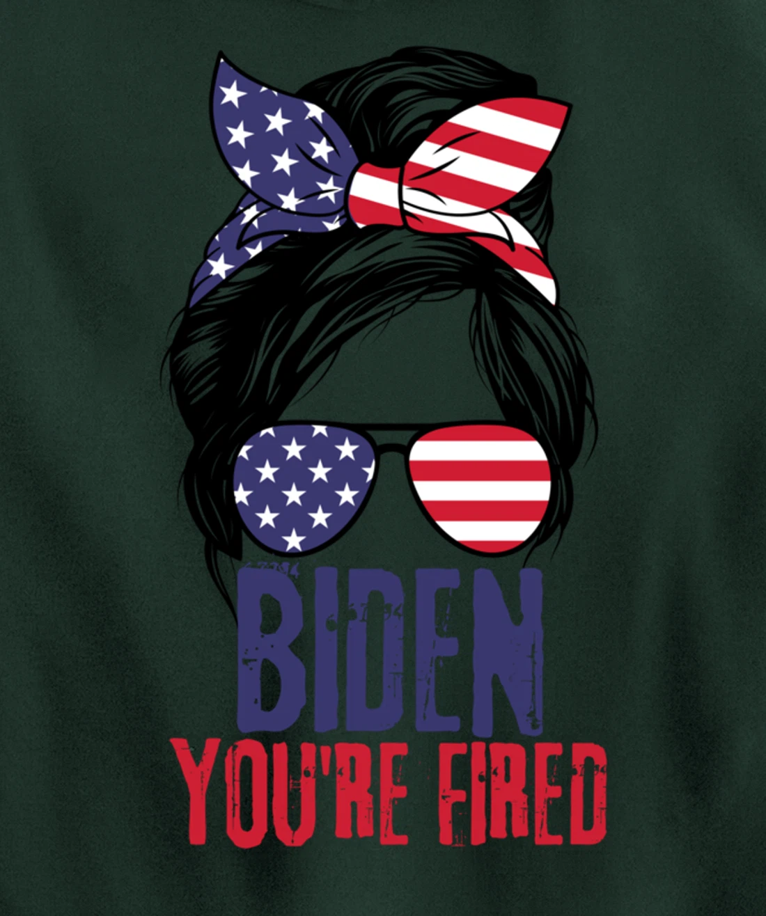 Messy Bun Biden You're Fired, Fire Biden Elect Trump 2024 Pullover Hoodie