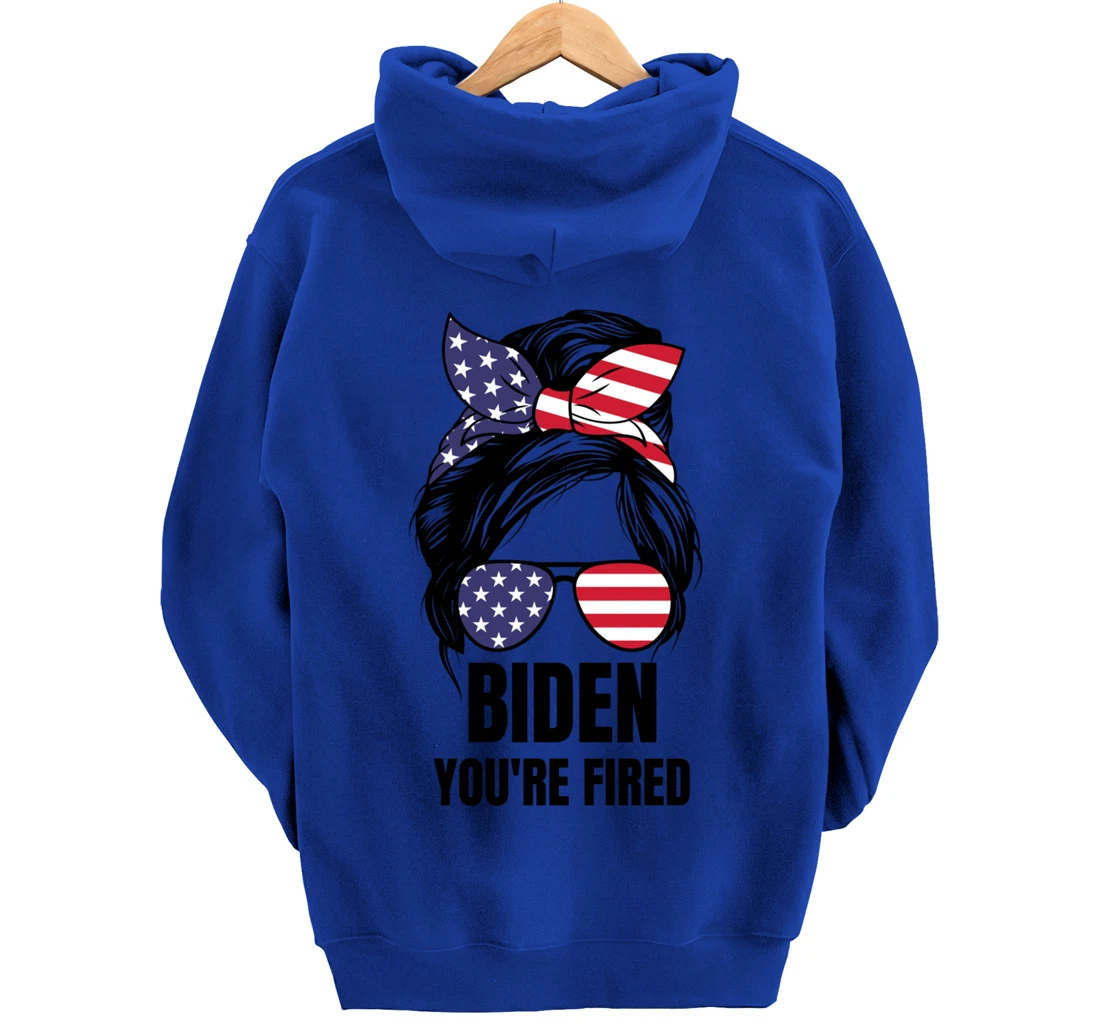 Messy Bun Biden You're Fired, Fire Biden Elect Trump 2024 Pullover Hoodie