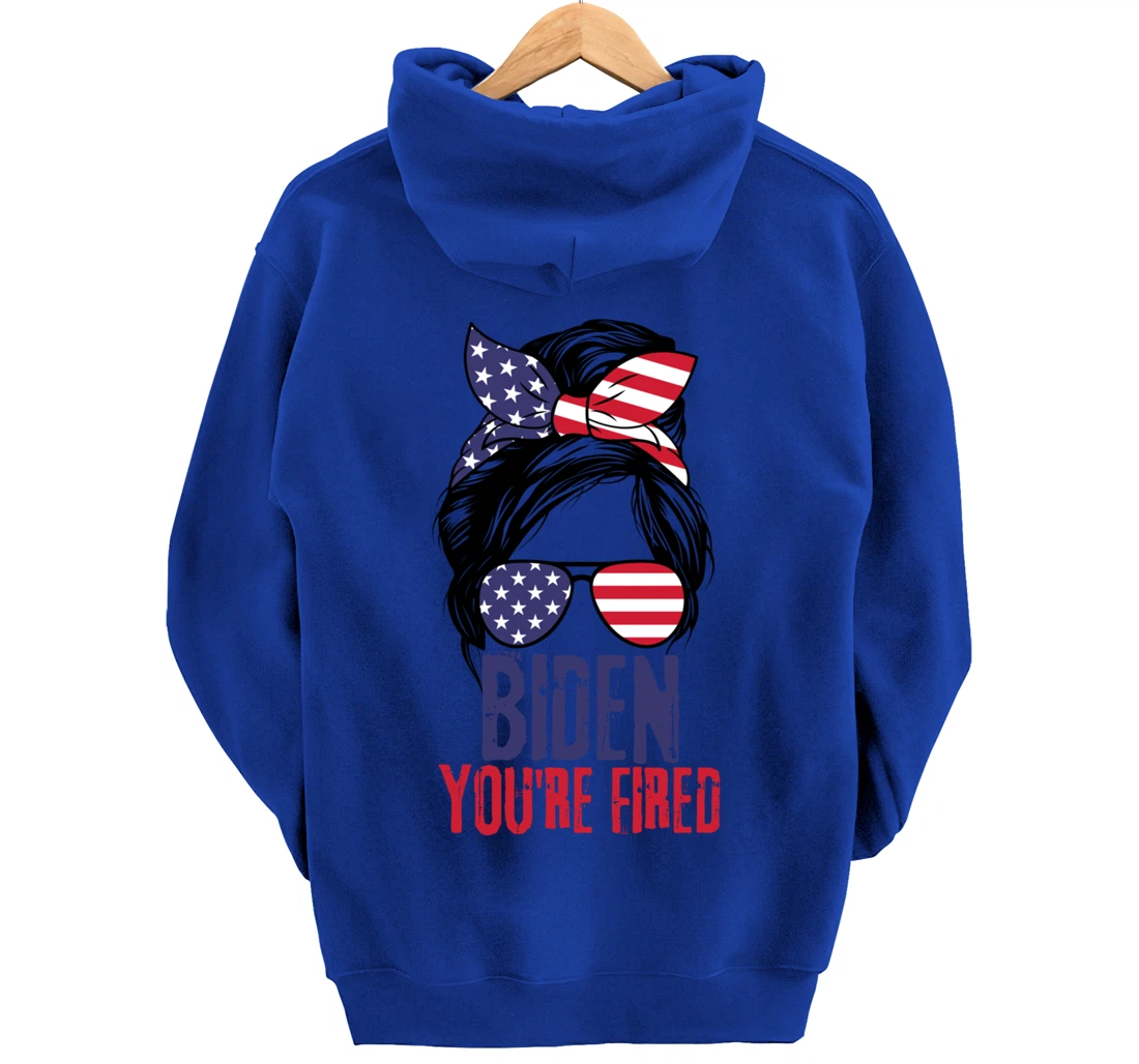 Messy Bun Biden You're Fired, Fire Biden Elect Trump 2024 Pullover Hoodie