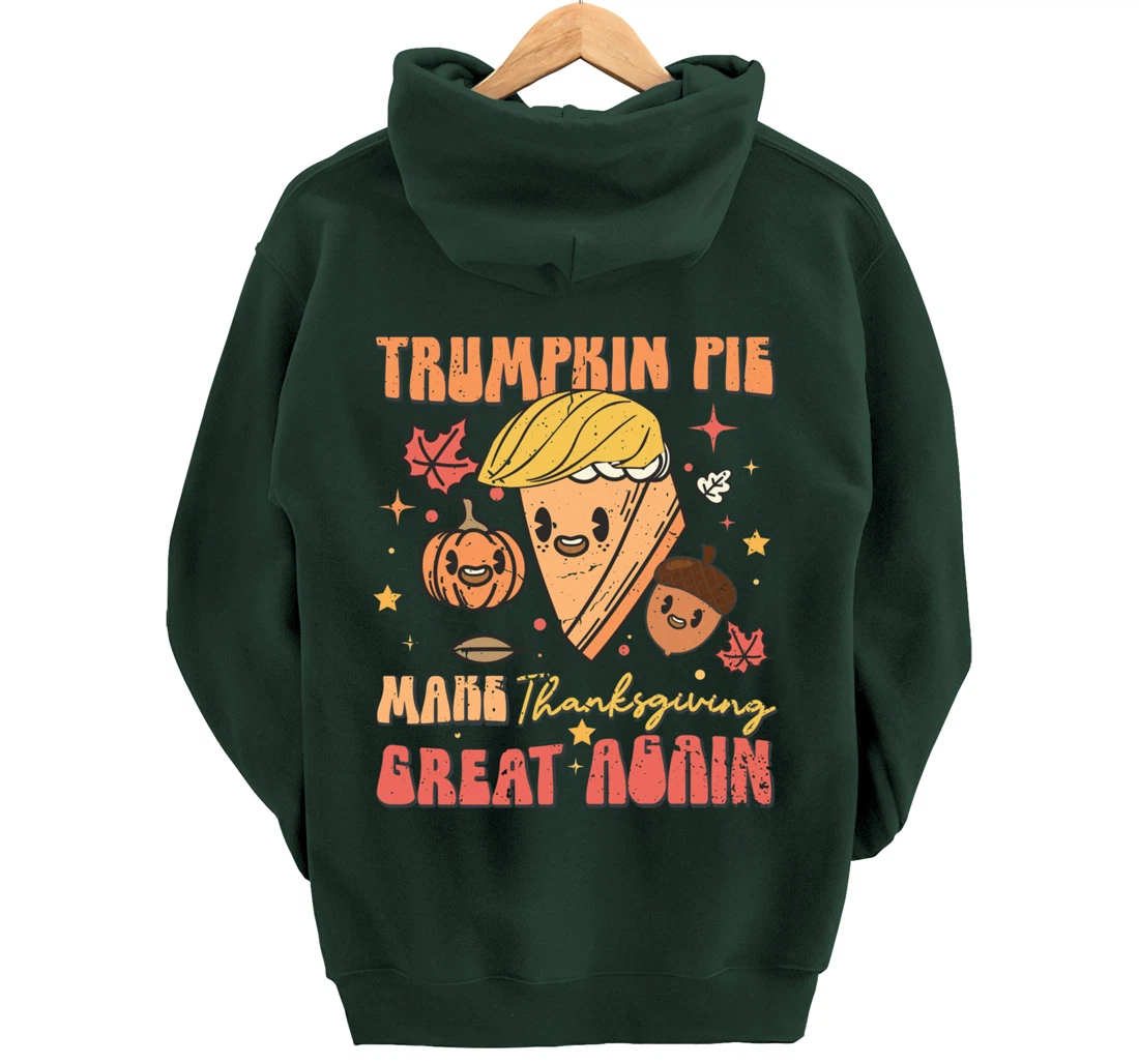 Trumpkin Pie Make Thanksgiving Great Again Funny Trump Retro Pullover Hoodie