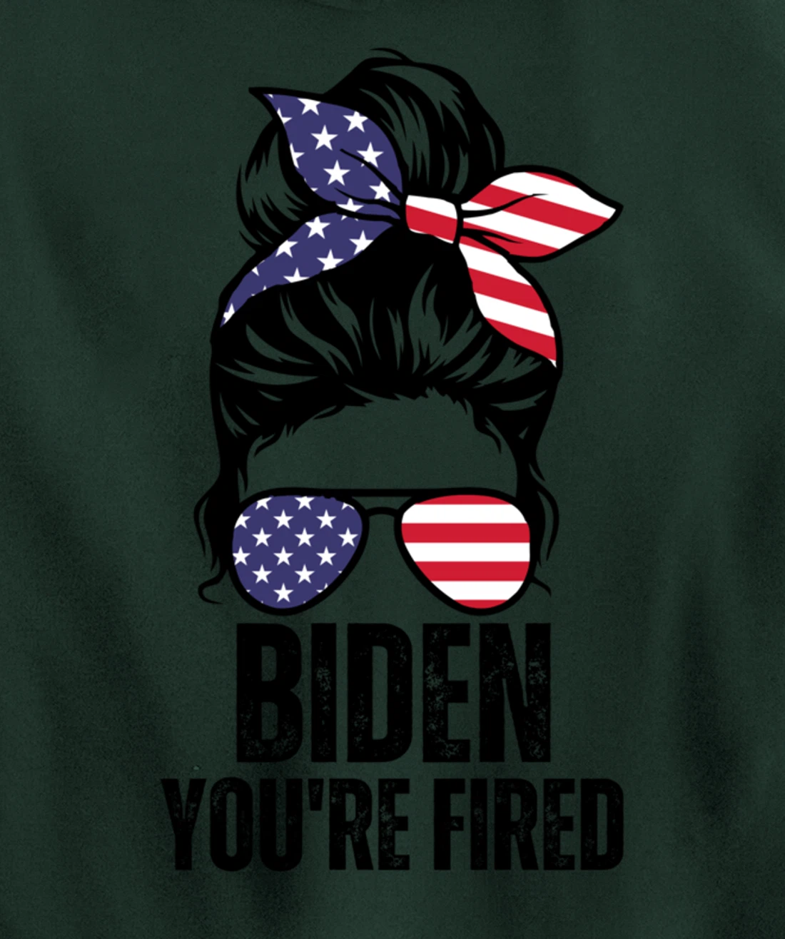 Messy Bun Biden You're Fired, Fire Biden Elect Trump 2024 Pullover Hoodie