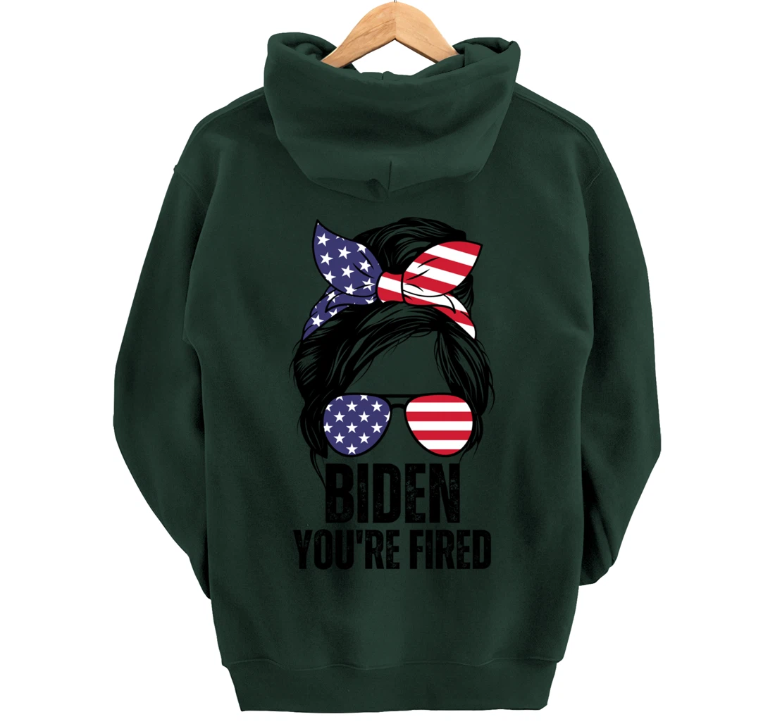 Messy Bun Biden You're Fired, Fire Biden Elect Trump 2024 Pullover Hoodie