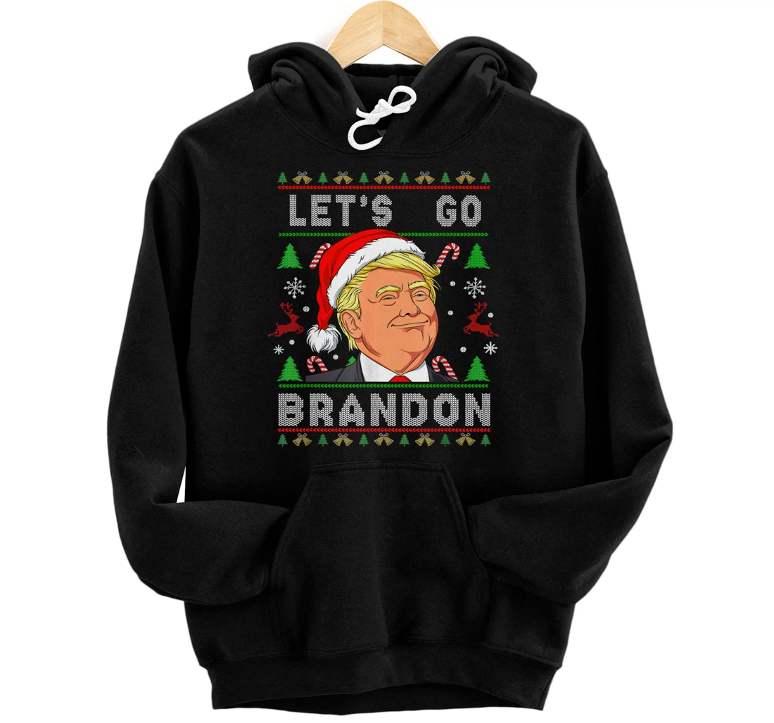 Let’s Go Brandon Trump Ugly Sweater Christmas Pullover Hoodie