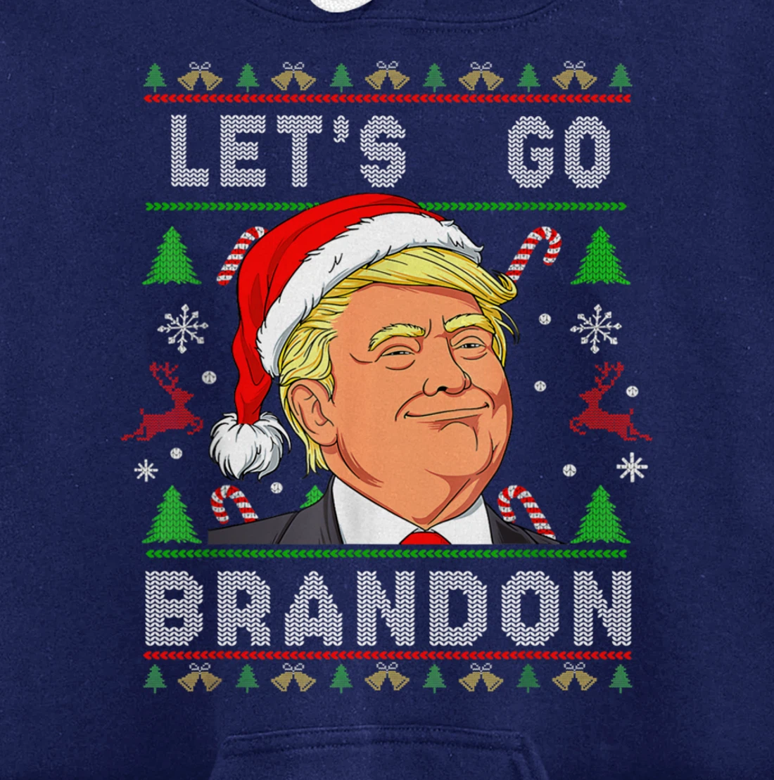 Let’s Go Brandon Trump Ugly Sweater Christmas Pullover Hoodie