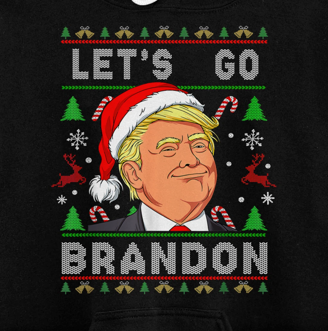 Let’s Go Brandon Trump Ugly Sweater Christmas Pullover Hoodie