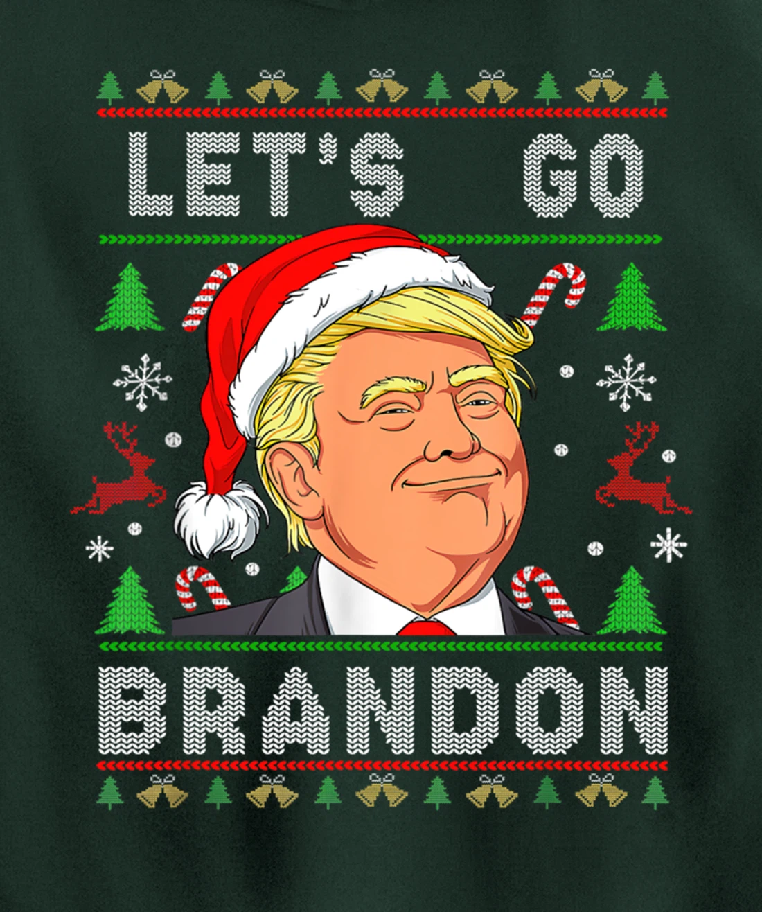 Let’s Go Brandon Trump Ugly Sweater Christmas Pullover Hoodie