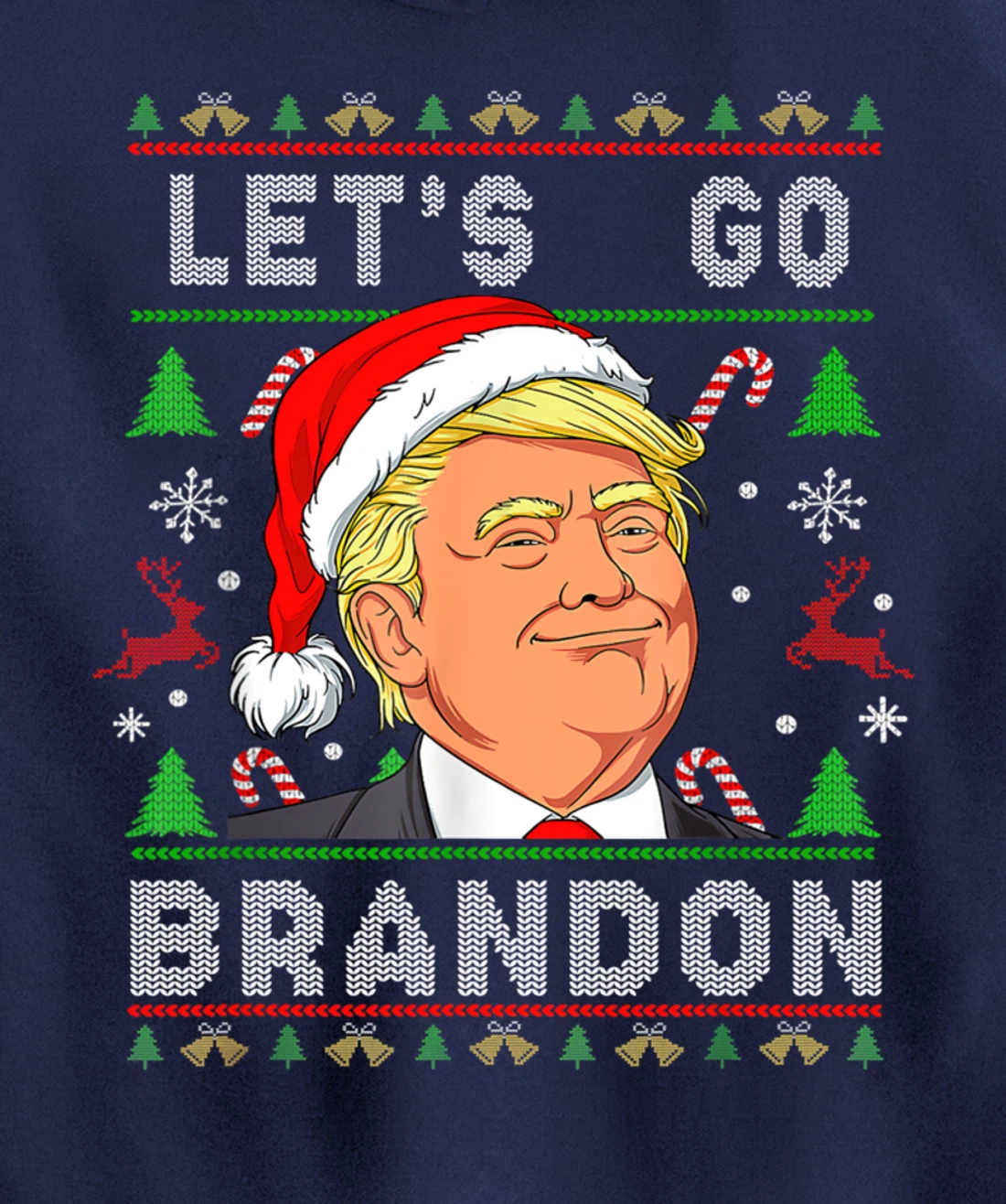 Let’s Go Brandon Trump Ugly Sweater Christmas Pullover Hoodie