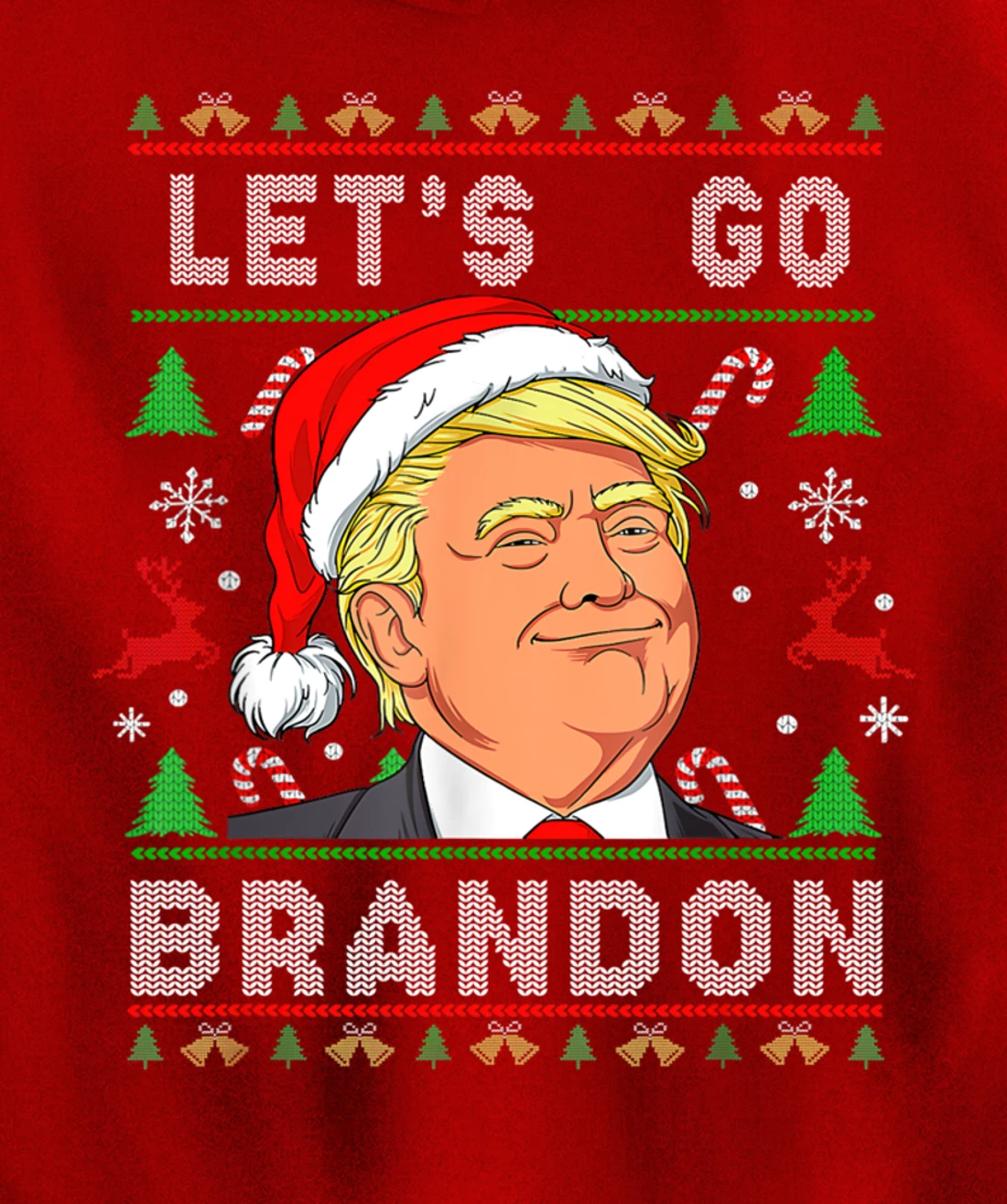 Let’s Go Brandon Trump Ugly Sweater Christmas Pullover Hoodie