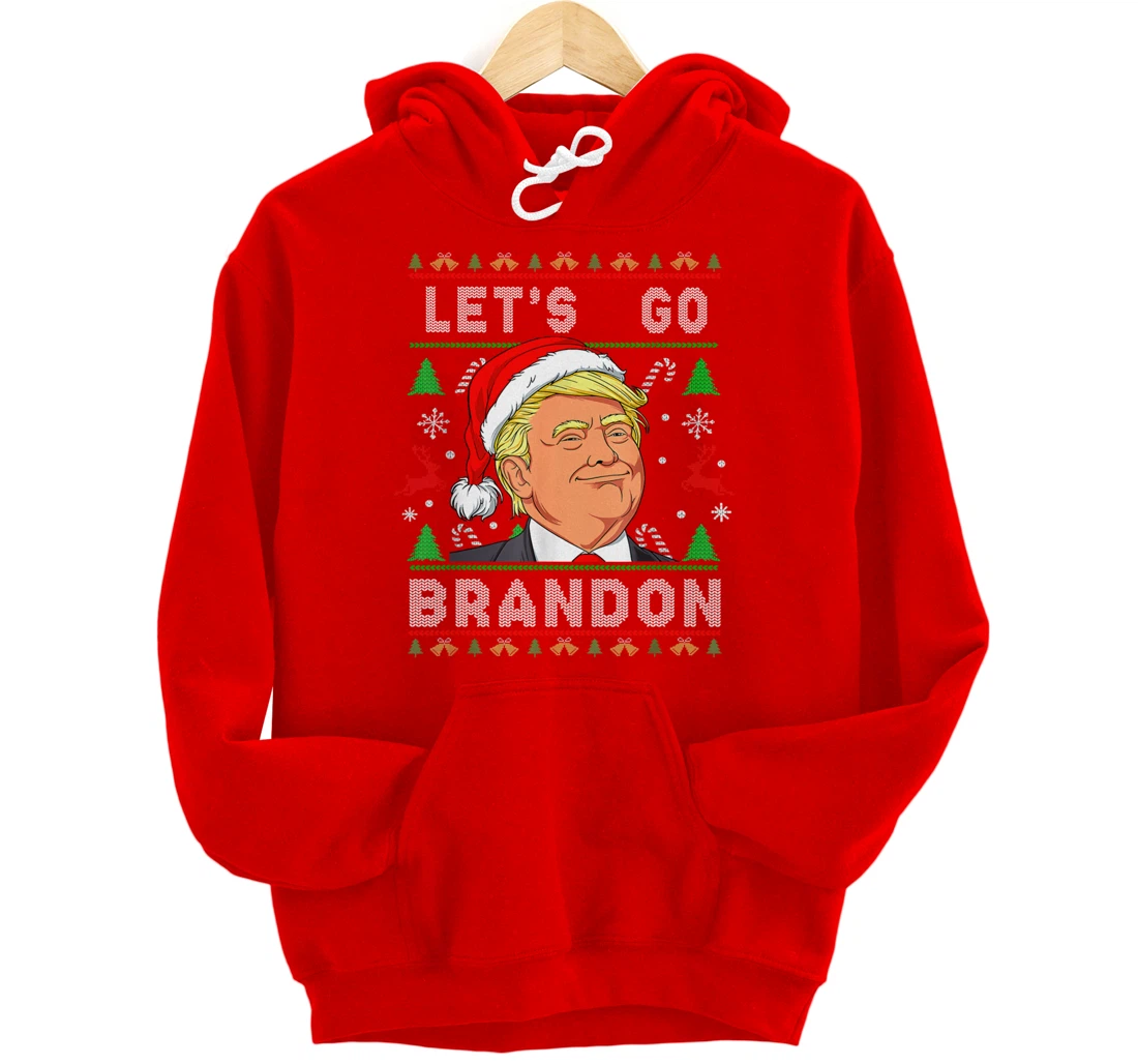 Let’s Go Brandon Trump Ugly Sweater Christmas Pullover Hoodie