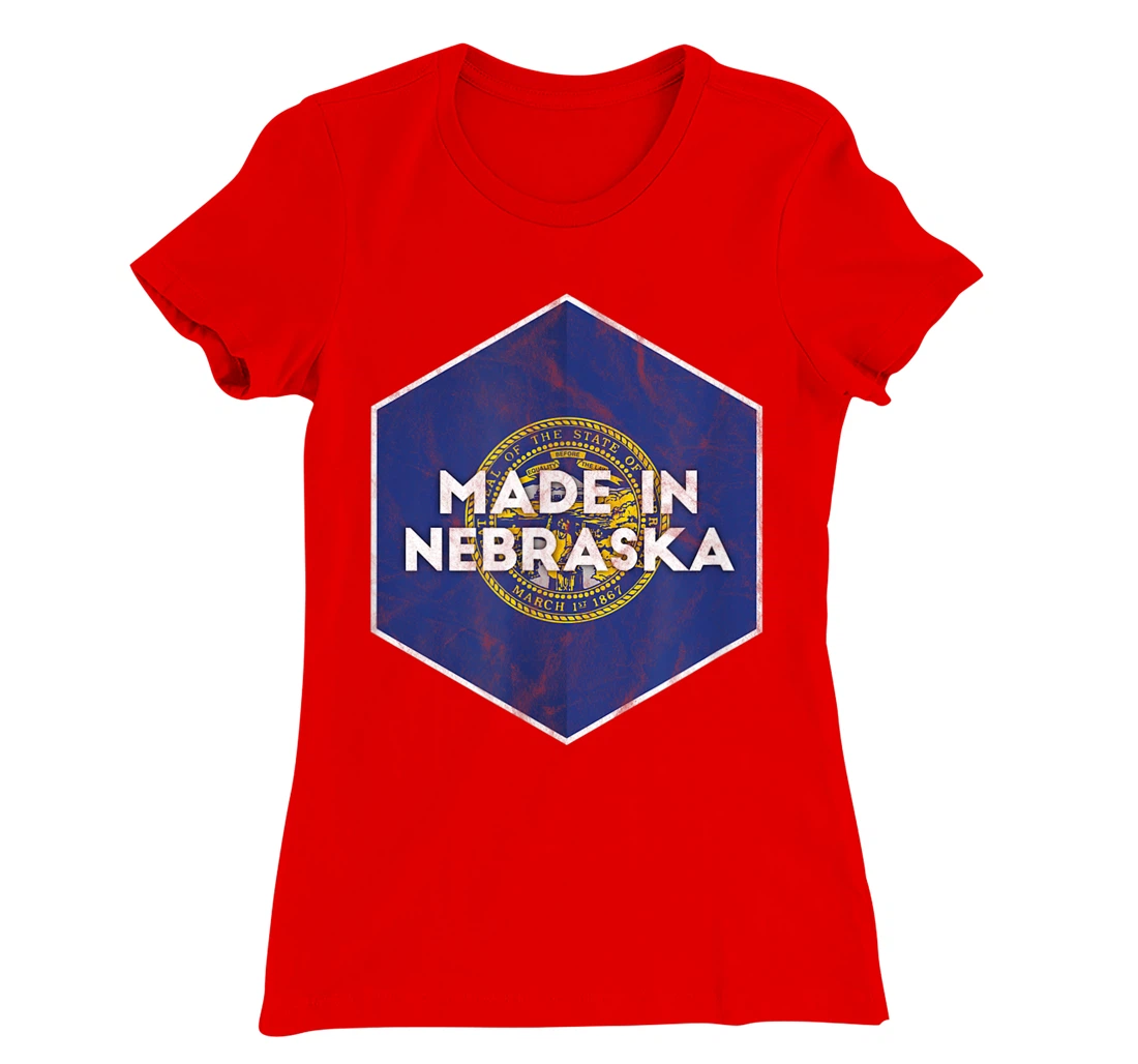 Proud Nebraskan's Distressed Made in Nebraska T-Shirt, Women T-Shirt