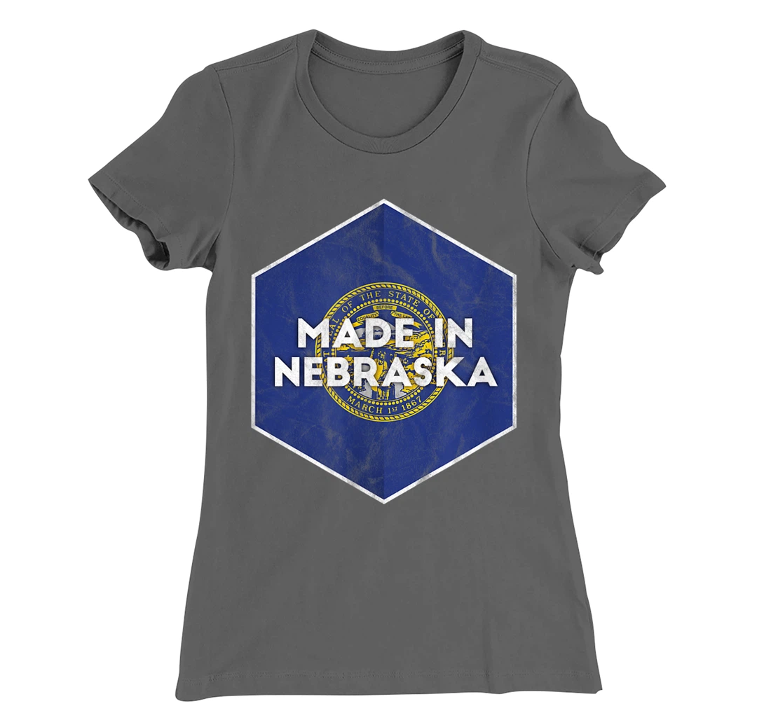Proud Nebraskan's Distressed Made in Nebraska T-Shirt, Women T-Shirt