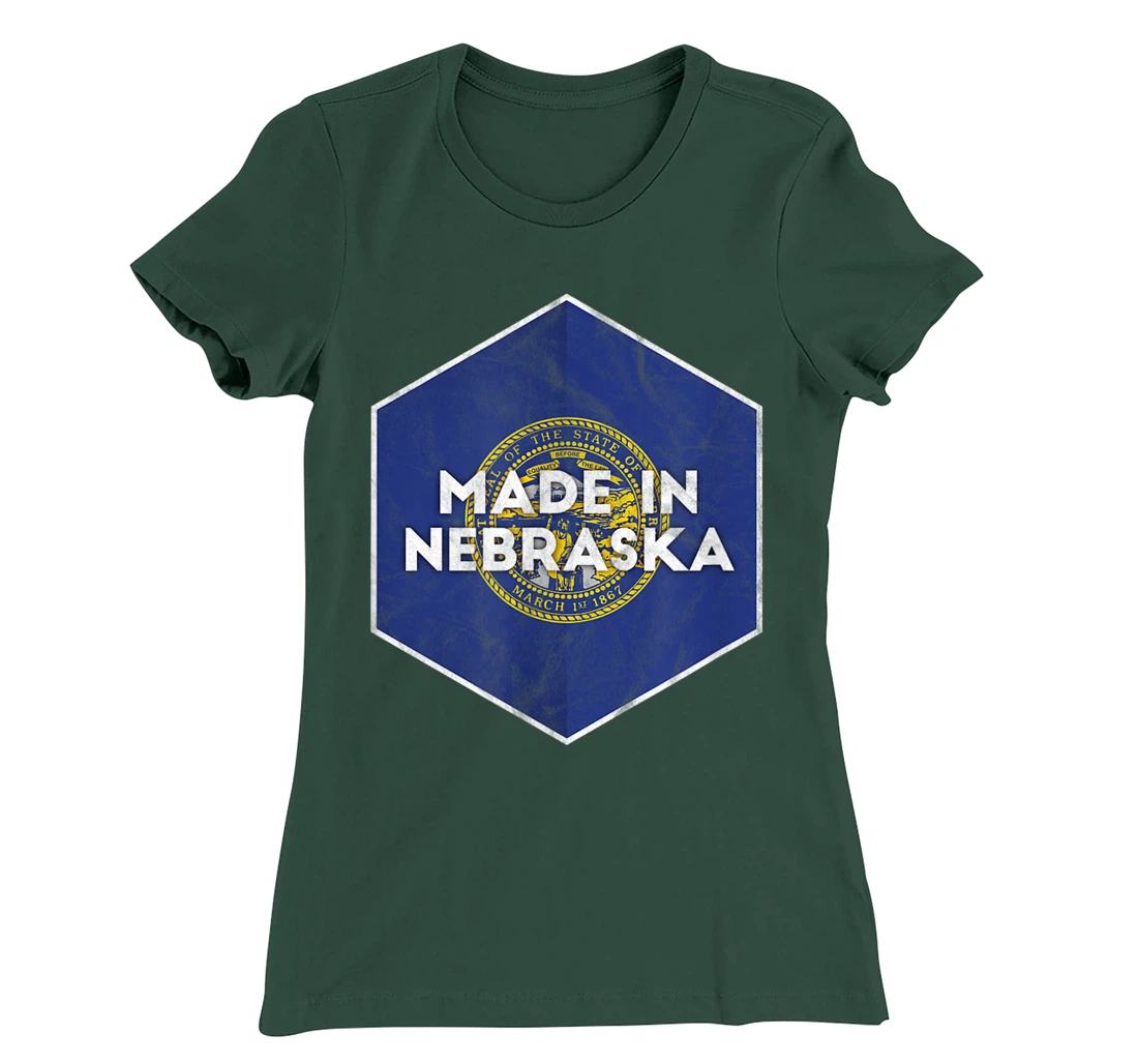 Proud Nebraskan's Distressed Made in Nebraska T-Shirt, Women T-Shirt