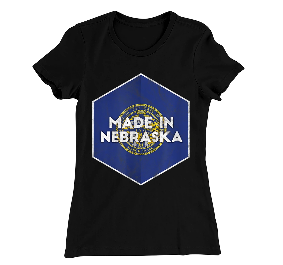 Proud Nebraskan's Distressed Made in Nebraska T-Shirt, Women T-Shirt