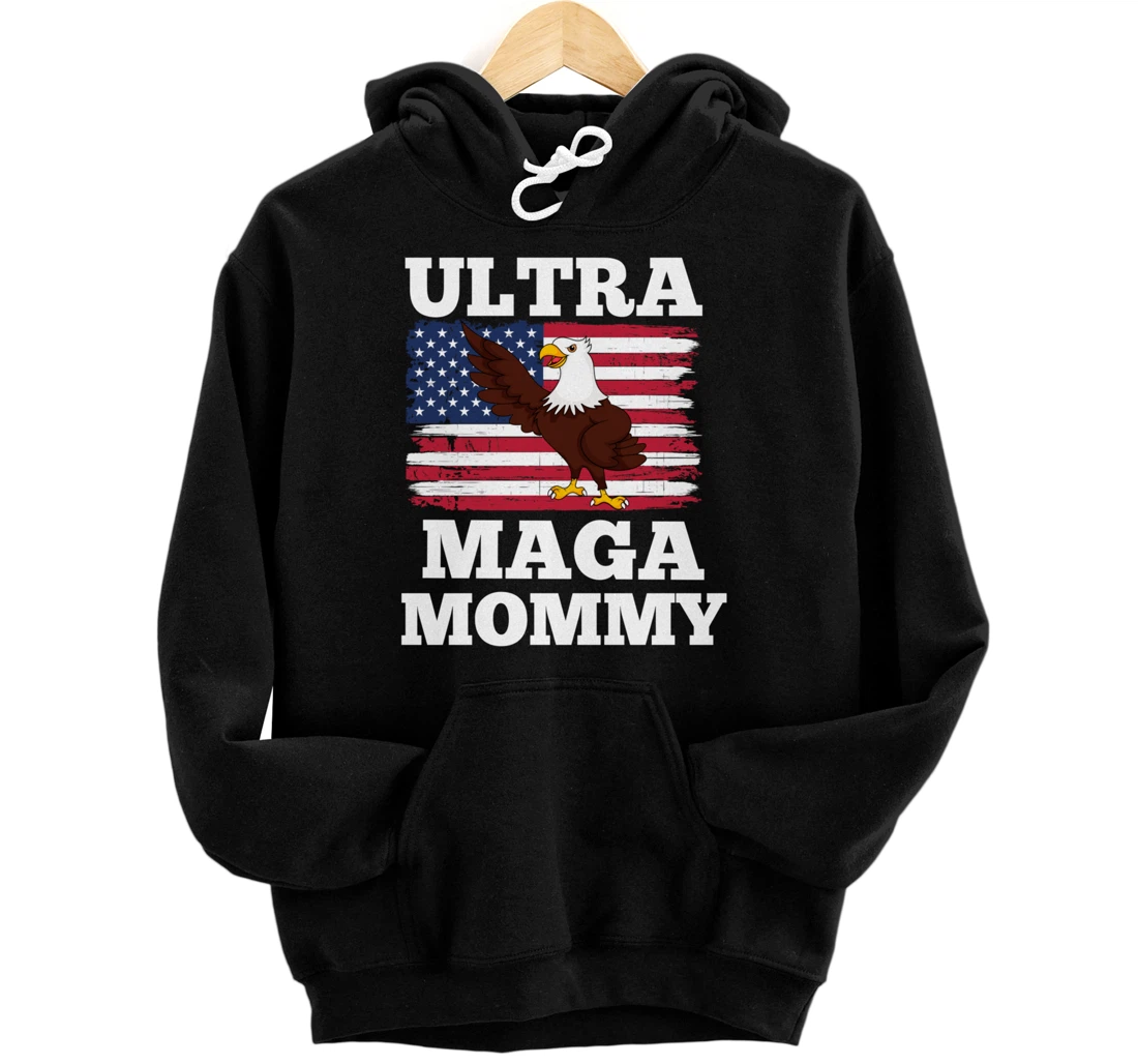 Patriotic Ultra Maga Mommy U.S. Flag President Trump Pullover Hoodie