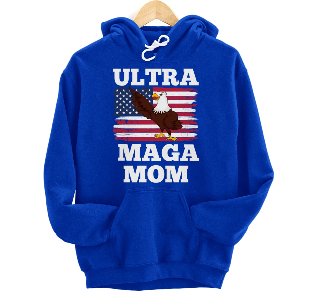 Patriotic Ultra Maga Mom U.S. Flag President Trump Pullover Hoodie