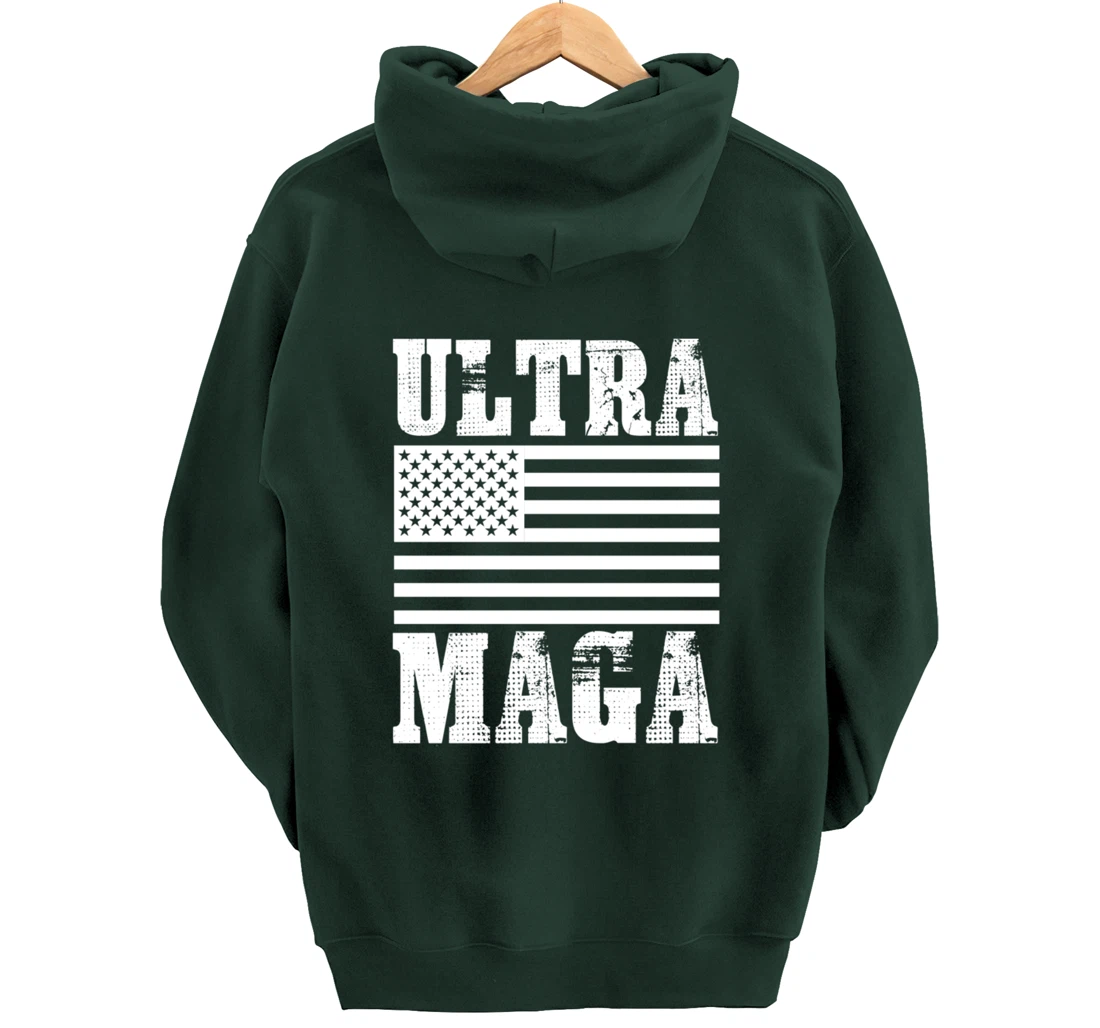 Patriotic Flag Freedom Ultra Maga Trump 2024 Pullover Hoodie