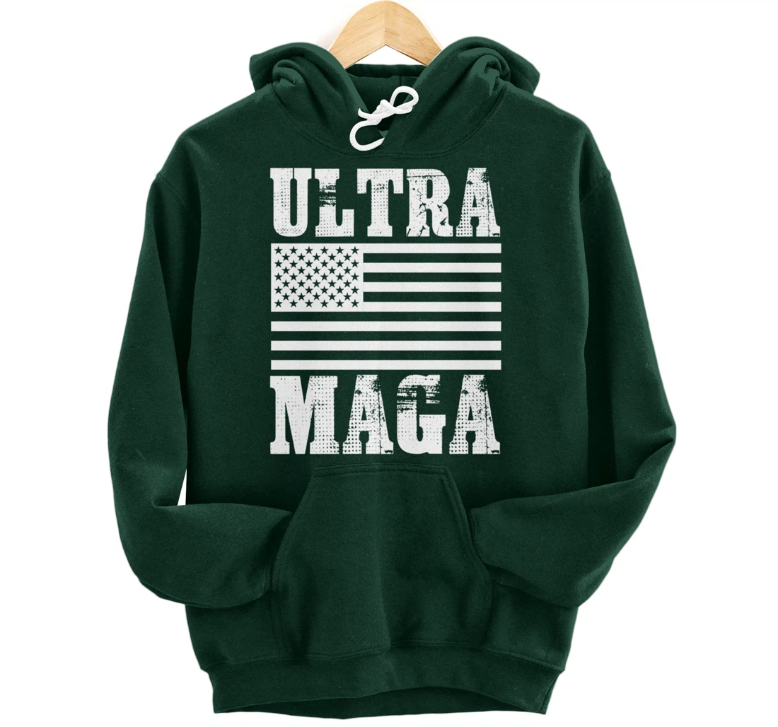 Patriotic Flag Freedom Ultra Maga Trump 2024 Pullover Hoodie