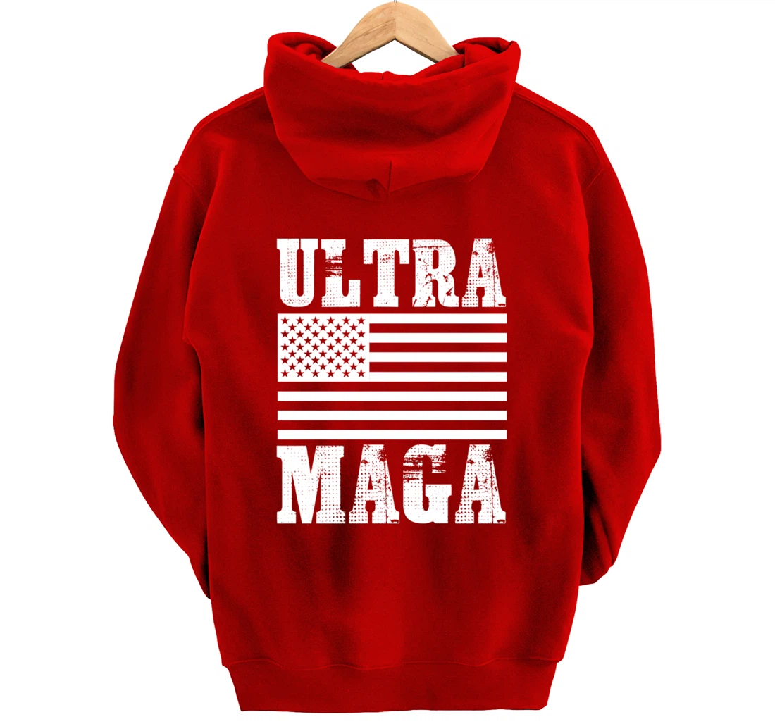 Patriotic Flag Freedom Ultra Maga Trump 2024 Pullover Hoodie