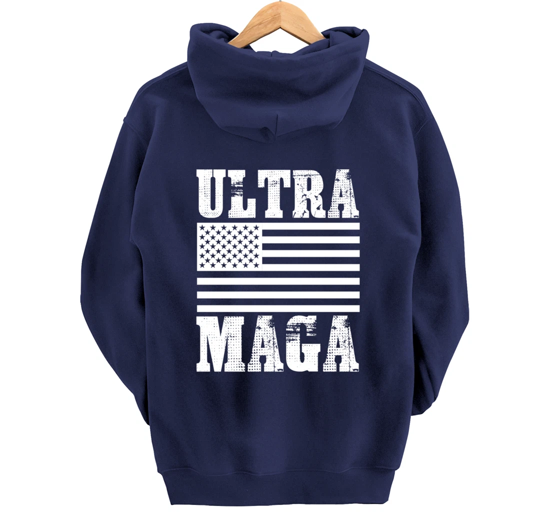 Patriotic Flag Freedom Ultra Maga Trump 2024 Pullover Hoodie