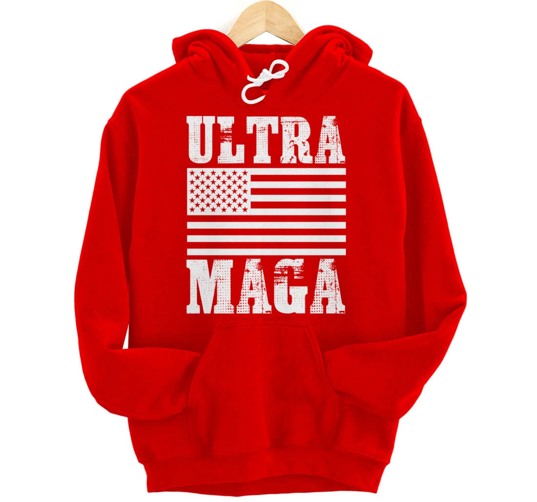 Patriotic Flag Freedom Ultra Maga Trump 2024 Pullover Hoodie