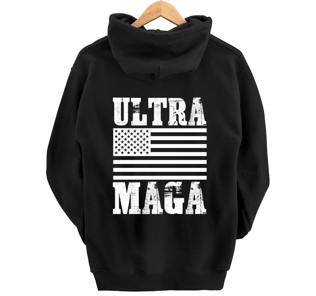 Patriotic Flag Freedom Ultra Maga Trump 2024 Pullover Hoodie