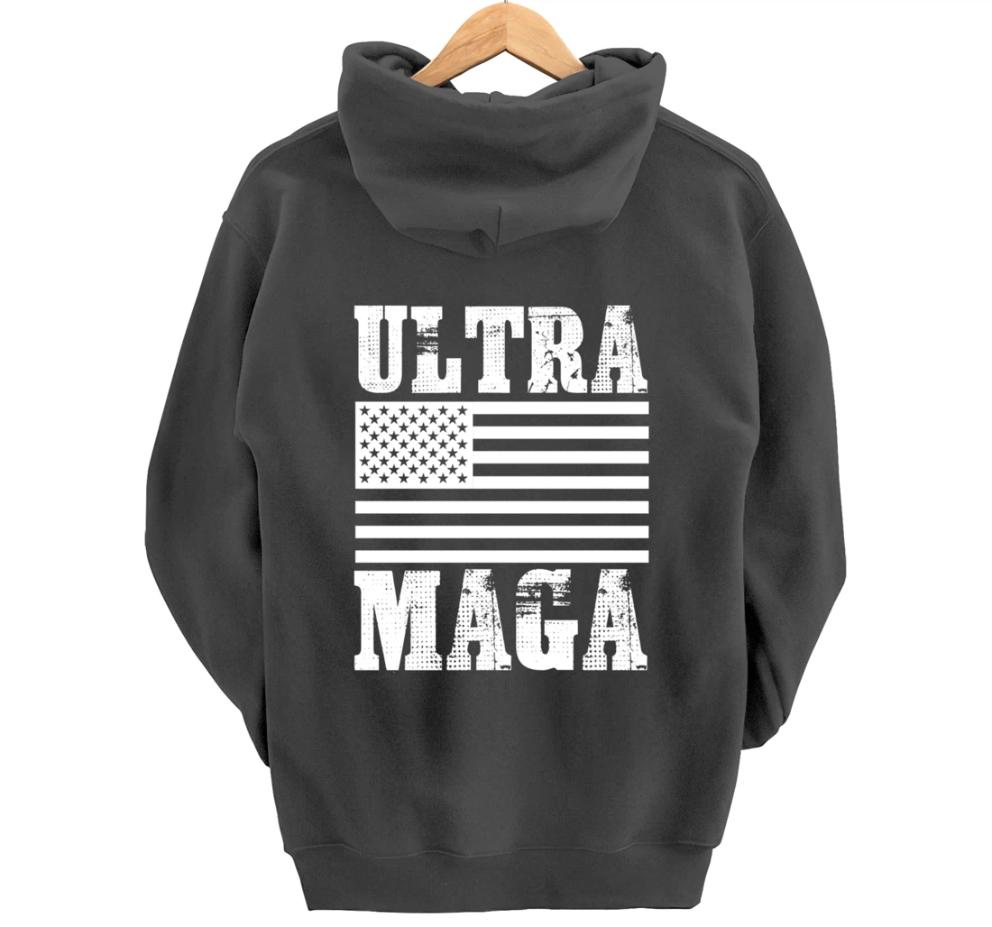 Patriotic Flag Freedom Ultra Maga Trump 2024 Pullover Hoodie