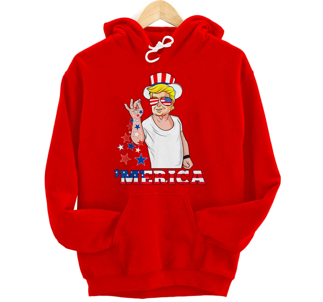 Merica Trump Outfits, 4th of July Pullover Hoodie