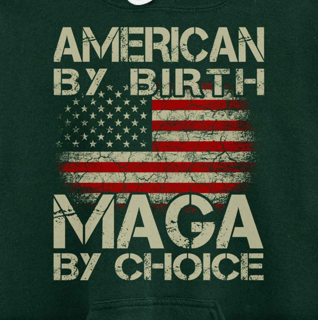 American By Birth MAGA By Choice Pro Trump 2024 US Flag Pullover Hoodie