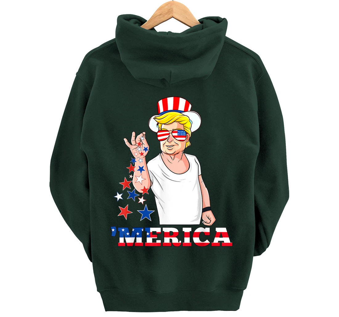 Merica Trump Outfits, 4th of July Pullover Hoodie