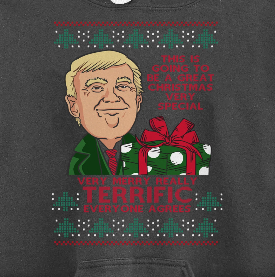Great Terrific Merry Christmas Funny Donald Trump Xmas Ugly Pullover Hoodie