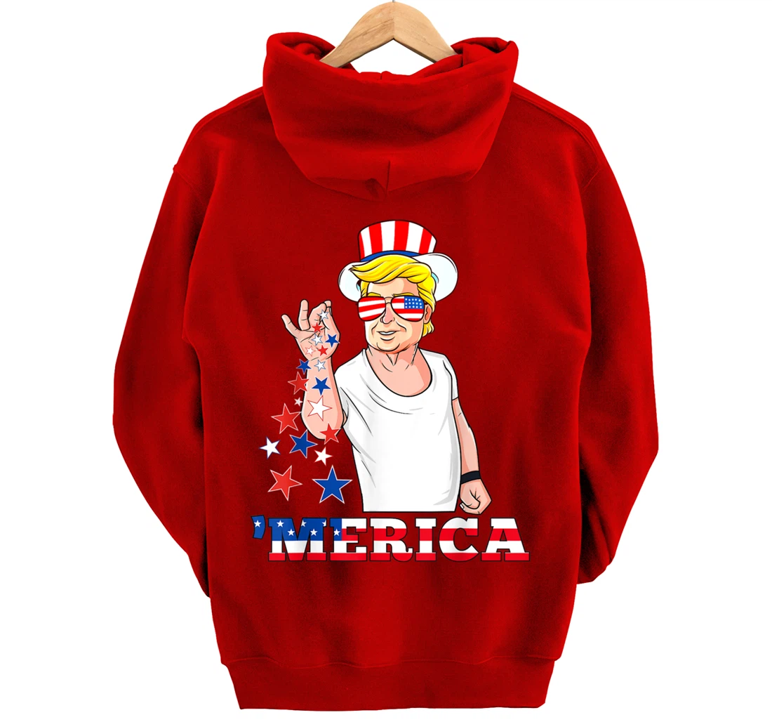 Merica Trump Outfits, 4th of July Pullover Hoodie