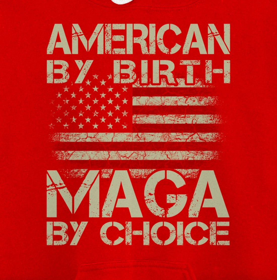 American By Birth MAGA By Choice Pro Trump 2024 US Flag Pullover Hoodie