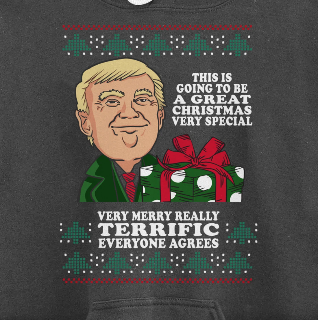 Great Terrific Merry Christmas Funny Donald Trump Xmas Ugly Pullover Hoodie