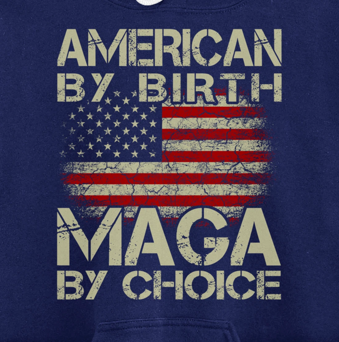 American By Birth MAGA By Choice Pro Trump 2024 US Flag Pullover Hoodie