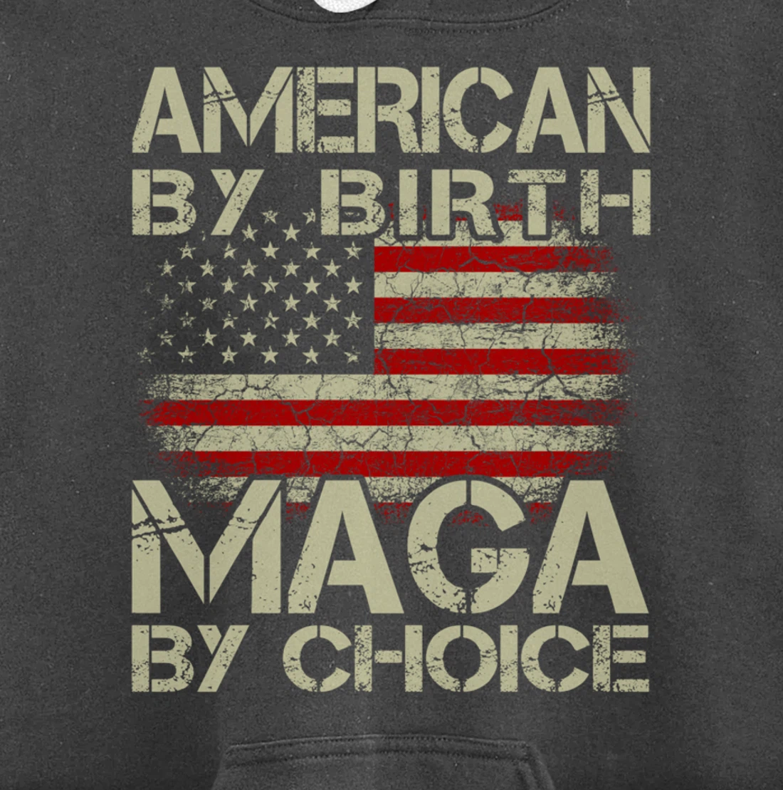 American By Birth MAGA By Choice Pro Trump 2024 US Flag Pullover Hoodie