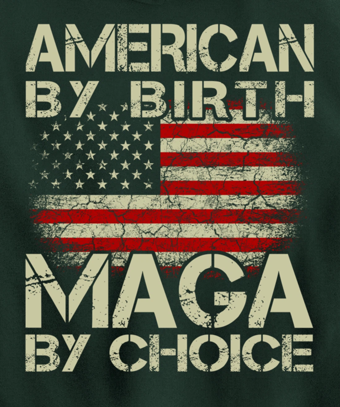 American By Birth MAGA By Choice Pro Trump 2024 US Flag Pullover Hoodie