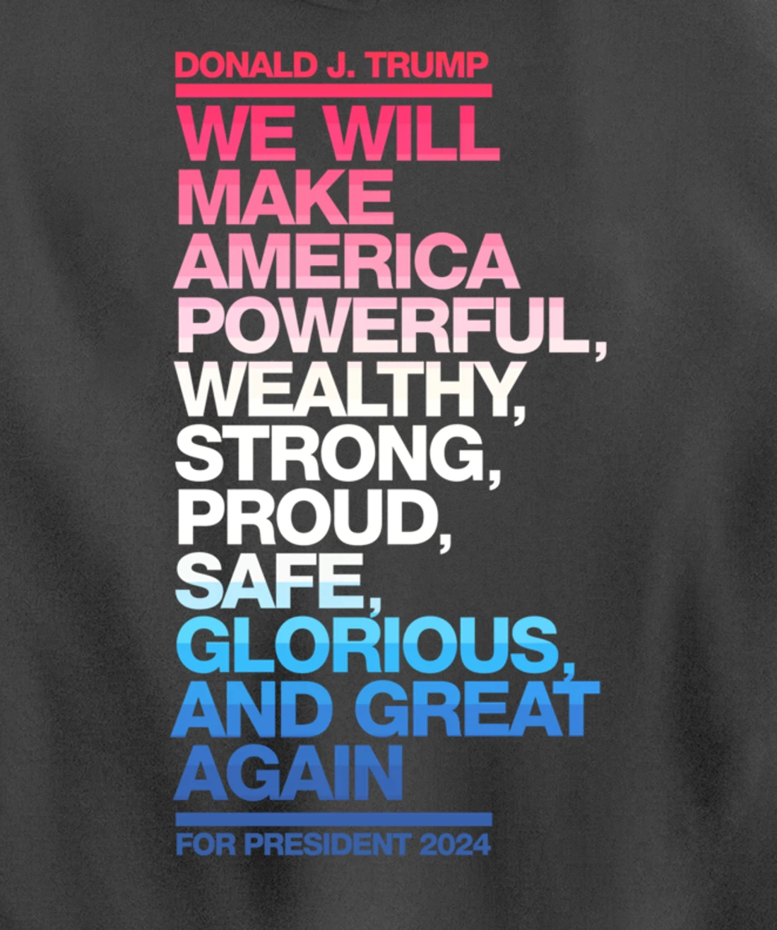 Make America Powerful Wealthy Strong Great Again Trump 2024 Pullover Hoodie