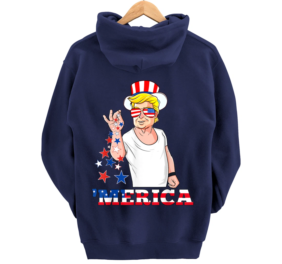 Merica Trump Outfits, 4th of July Pullover Hoodie