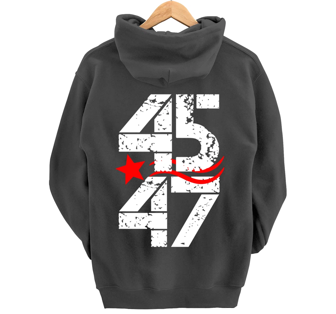 45 47 Vote Trump 2024 Red Star Pullover Hoodie