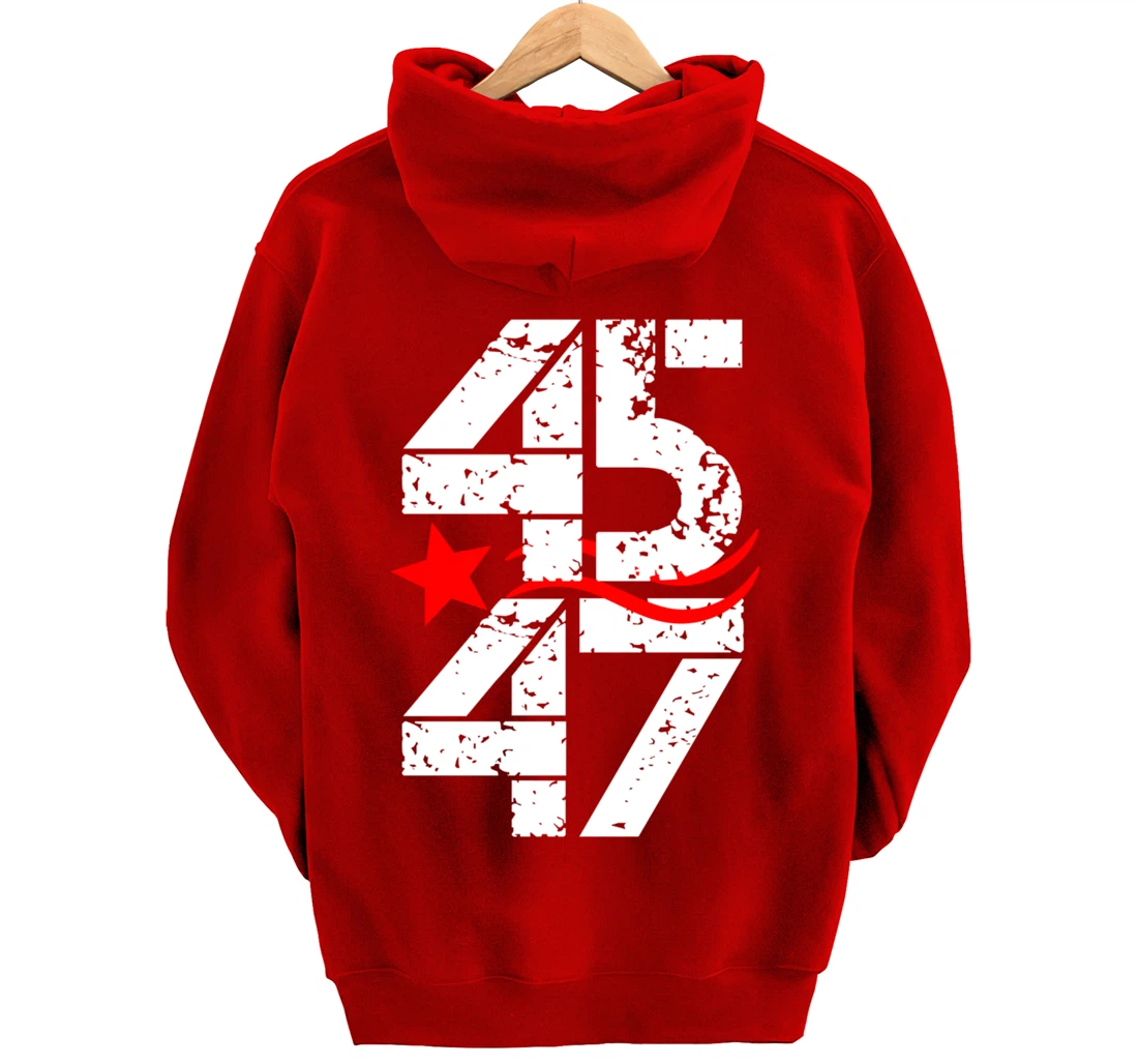 45 47 Vote Trump 2024 Red Star Pullover Hoodie