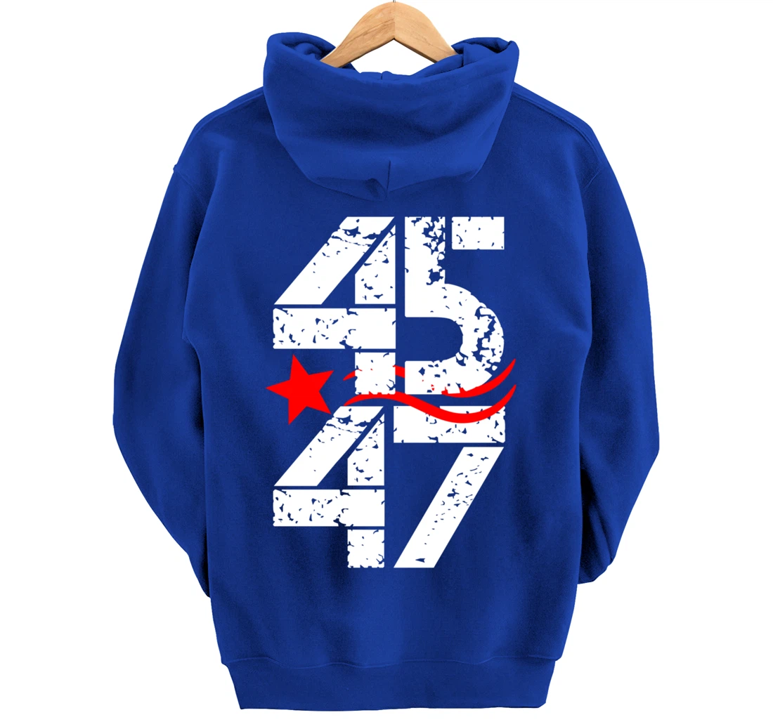45 47 Vote Trump 2024 Red Star Pullover Hoodie